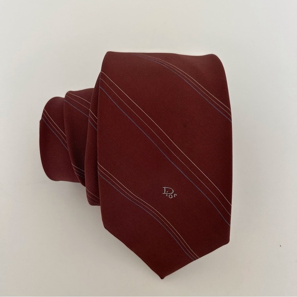 CHRISTIAN DIOR VINTAGE MAROON TIE - Picture 2 of 9